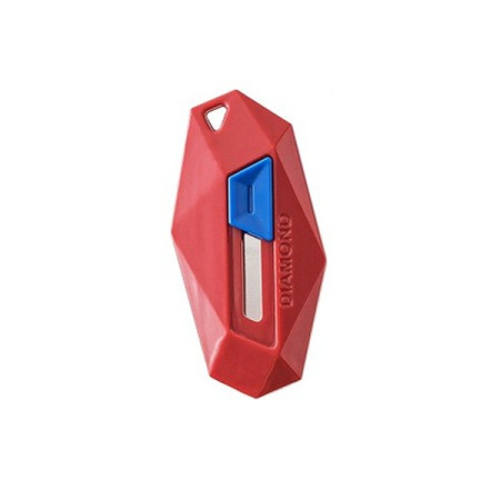 Cutter Compact pentru Cutii, Tip Breloc, Vârf Rotunjit și Zimtat, Design Ergonomic, 6.5x3.5 cm, Roșu
