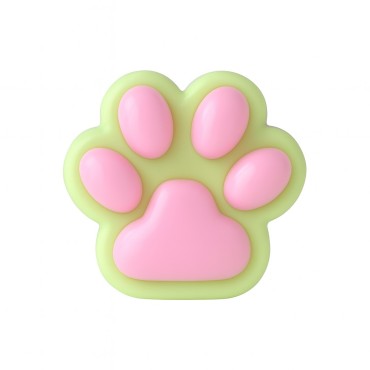 Jucarie Antistres Squishy, Flippy, cu Revenire Lenta, Labuta de Pisica Pufoasa, 8.5 x 7.5 cm, Ambalaj Transparent, Verde Roz