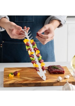 DIY stainless steel fishbone shaped barbecue skewers barbecue tools outdoor BBQ barbecue skewers grill-Specifications: fishbone barbecue fork
