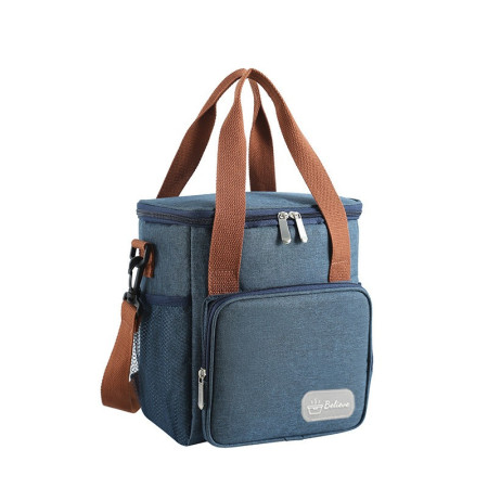 Geanta Termo-Izolanta, Flippy, Multifunctionala, 1 Compartiment Principal, 1 Buzunar Lateral Exterior, Impermeabila, Manere si Bretea de Umar, 25x22x15 cm, Albastru