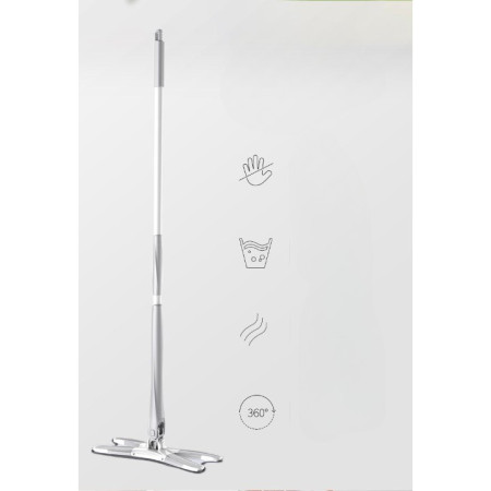 Set Mop Plat + Galeata, Flippy, cu Sistem de Stoargere, Lungime Telescopica 140 cm, Argintiu/Galben