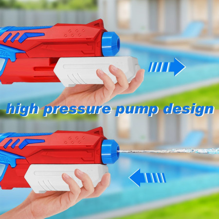 Pistol cu Apa pentru Copii, Rezervor, Pentru Piscina/Plaja, Flippy, 6ani+,  Albastru deschis/Rosu, 300ML