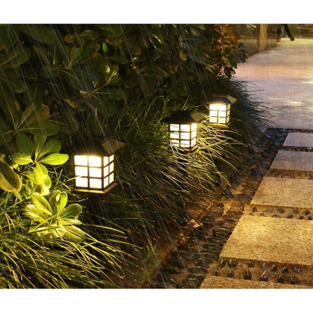 Lampa solara Led pentru gradina, Tip felinar, Flippy, Alb cald