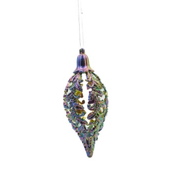 Glob de Craciun, Iridescent, in forma de Con de brad, 6 cm x 15 cm, Plastic, Flippy