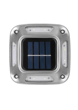 Lampa solara LED pentru gradina Flippy, 8 LED-uri, prindere de perete sau impamantare, IP65, forma patrat, material ABS si Policarbonat, 9 x 9 cm, baterie 1.2V, 600 mah, alb cald