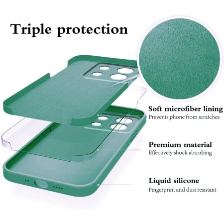 Husa de Protectie, Flippy, pentru Xiaomi Redmi Note 13 5G, Liquid Silicone, cu Microfibra pe Interior, Protectie Antisoc, Compatibil Incarcare Wireless, Verde