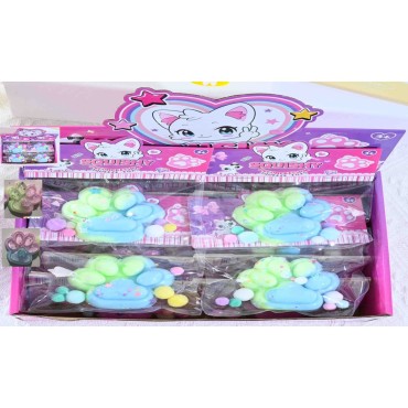 Jucarie Antistres Squishy, Flippy, cu Revenire Lenta, Labuta de Pisica Pufoasa, 7.5 cm, Ambalaj Transparent, Model 27059, Multicolor