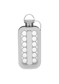 Forma pentru Gheata 2 in 1 Portabila, Flippy, Tavita sub Forma de Sticla, Diametru 3 cm, Multifunctional, 17 Bilute de Gheata, 27.5 x 11.4 x 5.5 cm, Culoare Alb