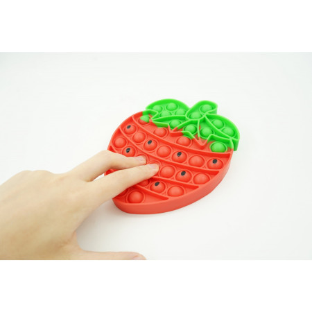 Jucarie antistres din silicon, Pop It Now and Flip It, Capsuna, Rosu/Verde