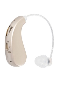 Aparat auditiv retroauricular BTE Reincarcabil, Flippy, Set 2 bucati Stinga Dreapta, Standard European, Aparat auditiv Cu incarcator, Aparat pentru Auz, 12 x 8.5 x 4 cm, 89 g,  Auriu