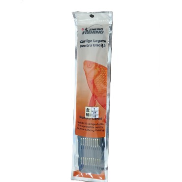 Set 10 Carlige de Pescuit, Flippy, Legate, Duble, Diametru 0.18 mm, 45 cm