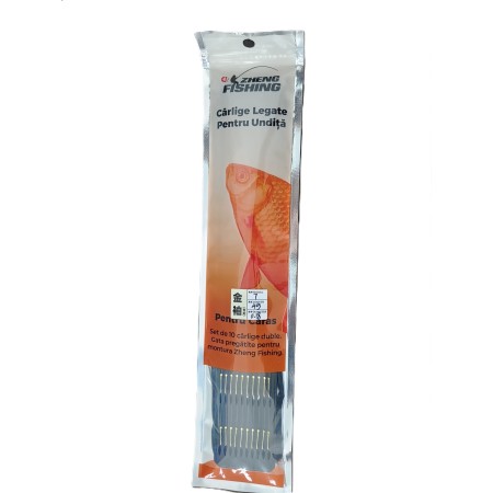 Set 10 Carlige de Pescuit, Flippy, Legate, Duble, Diametru 0.18 mm, 45 cm