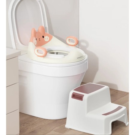 Capac WC cu Reductie, Flippy, pentru Copii, cu Manere, Model Ursulet, Plastic Durabil, Roz