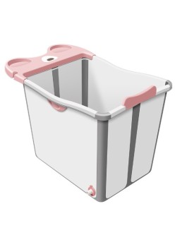 Cada Pliabila pentru Baie, Flippy, din PP+TPE, pentru Copii +6 Luni, Model Ursulet, Scaun de Interior, Detasabil, 82 x 50 x 54 cm, Roz