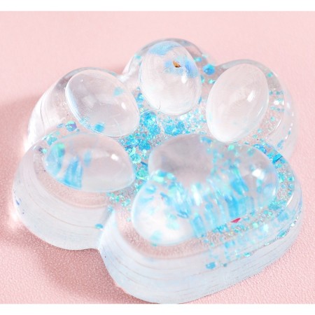 Jucarie Antistres Squishy, Flippy, cu Revenire Lenta, Model Cat Paw, 6.5 x 7 cm, din Tpr, 4-6 Ani, Model 4 Sclipici, Transparent