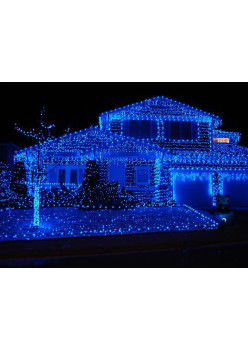 Instalatie de Craciun cu Baterii Tip Liniar, 2 jocuri de lumini, Fir transparent 1 m 10 LED -uri, Albastru