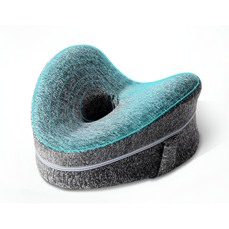 Pernă Ortopedică pentru Picioare, Design Anatomic în Formă de Inimă, Spumă cu Memorie, Curea Anti-Cădere, 25x23x13 cm, Gri