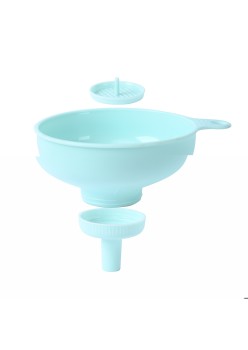 Palnie din plastic 3 in 1 Flippy, doua dimensiuni de scurgere, cu filet si filtru, diametru scurgere 5.4 cm, 11.5 x 16.7 cm, albastru