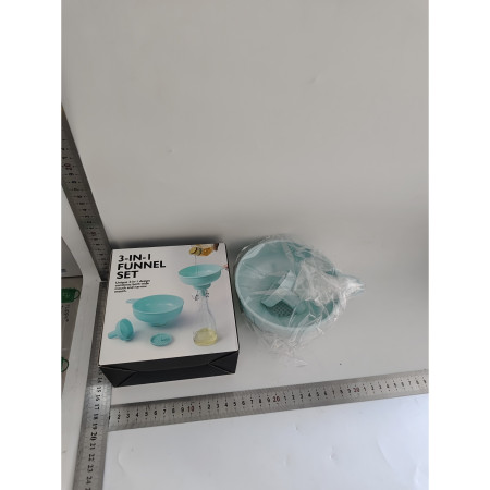 Palnie din plastic 3 in 1 Flippy, doua dimensiuni de scurgere, cu filet si filtru, diametru scurgere 5.4 cm, 11.5 x 16.7 cm, albastru