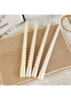 Set 4 Lumanari pentru Masa, Cina, Decor, Flippy, Model Rasucit, Lungime 25 cm, Alb