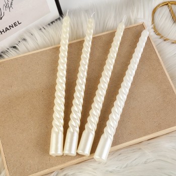 Set 4 Lumanari pentru Masa, Cina, Decor, Flippy, Model Rasucit, Lungime 25 cm, Alb