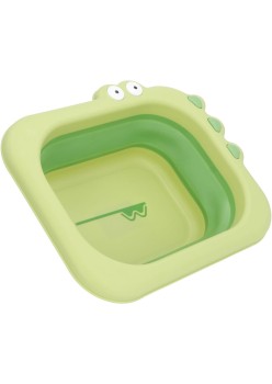 Lavoar Pliabil, Flippy, pentru Copii, din PP/TPE, Portabil, Model Crocodil, 30x24.5x9 cm, Verde