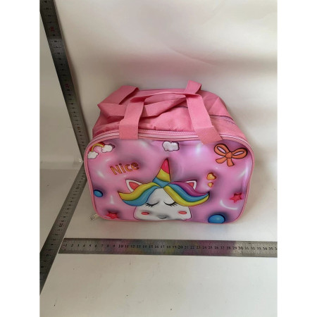 Geantă Frigorifică, Flippy, cu Desene Animat 3D, Portabilă pentru Copii, de Prânz, din Pânză Oxford, 27.5x18x20 cm, Model Unicorn, Roz
