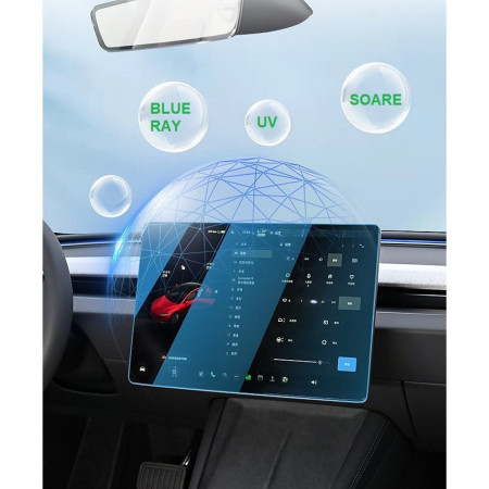 Set 2 Folii de Sticla Securizata, Flippy, Compatibila cu Tesla Model 3 / Tesla Model Y, Ecran Frontal si Spate, Anti Blue-Ray, 4K Ultra HD, Anti-amprenta, 2.5D, Transparent