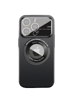 Husa protectie MagSafe Kathy Tech, Flippy, pentru Apple iPhone 13, Dublu Cerc, Negru