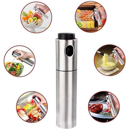 Pulverizator ulei Flippy, spray, material otel inoxidabil, manual, 100 ml, 17.7 x 4 cm, argintiu