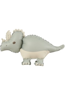 Balon din Folie Metalizata, Flippy, Figurina Animata, Model Dinozaur, 69 x 40 cm, Ambalaj Individual, Pai Inclus, Umflare cu Aer sau Heliu, Gri
