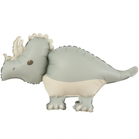 Balon din Folie Metalizata, Flippy, Figurina Animata, Model Dinozaur, 69 x 40 cm, Ambalaj Individual, Pai Inclus, Umflare cu Aer sau Heliu, Gri
