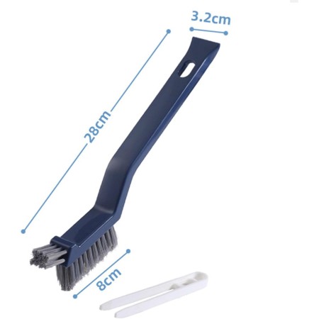 Perie 3in1 de Curatat Podele si Rosturi, Flippy, Lungime Maner 28 cm, Peri din PP, Otel si Plastic, Cleste pentru Scame si Par Inclus, Albastru