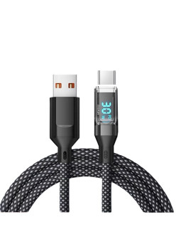 Cablu de Date Type C + USB, Flippy, Încarcare Super Rapida, 120 W, Afișaj Digital LED, 1 m, Negru