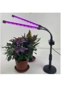 Lampa UV pentru crestere plante Flippy, cu  USB, 5W, 2 capete, lumina mov, 48 LED-uri, 9 nivele, timer, ajustabila pana la 65 cm