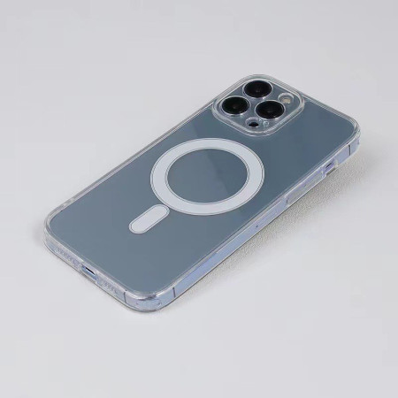 Husa protectie Flippy pentru iPhone 13 Mag Safe, 2 in 1 incarcare si magnet, Silicone, Transparenta
