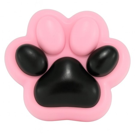 Jucarie Antistres Squishy, Flippy, cu Revenire Lenta, Labuta de Pisica Pufoasa, 8.5 x 7.5 cm, Ambalaj Transparent, Negru Roz
