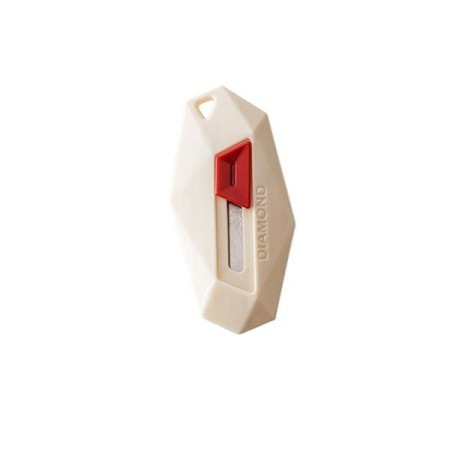 Mini Cutter pentru Deschiderea Cutii, Vârf Rotunjit și Zimtat, Design Tip Breloc, 6.5x3.5 cm, Crem