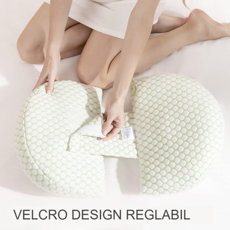 Set Pernă pentru Gravide ProActive, Design Reglabil în Formă de H și U, Husă Detasabilă, Spumă Moale, Lățime Ajustabilă, Verde