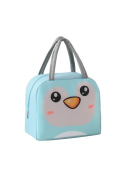 Geantă Frigorifică, Flippy, cu Desene Animat, Portabilă pentru Copii, de Prânz, din Pânză Oxford, 22x14x19 cm, Model Pinguin, Albastru