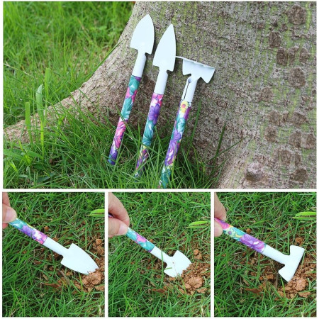 Set 10 Accesorii Grădinărit cu Geantă Depozitare, Oțel Inoxidabil, Foarfeci + Lopeți + Pulverizator, 37 x 29 cm, Mov