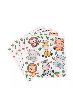 Set 20 de Servetele de Masa, Flippy, Imprimeu Jungle, din Hartie, 16.5 x 16.5 cm, Multicolor