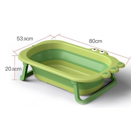 Cada Pliabila pentru Baie, Flippy, din PP+TPR, pentru Copii 0-6 Ani, Model Crocodil, Dop de Scurgere, 80x54x21 cm, Verde