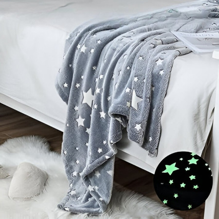 Patura Fosforescenta, Flippy, Moale, Pufoasa, Lumineaza in Intuneric, 1.5x2 m, Model Cer Instelat, Gri