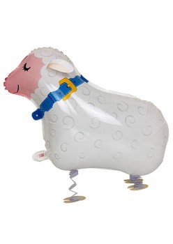 Balon din Folie Metalizata, Flippy, Figurina Animata, Model Oaie, 66x46 cm, Ambalaj Individual, Pai Inclus, Umflare cu Aer sau Heliu, Alb