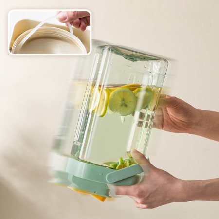 Dozator portabil pentru bauturi Flippy, 3.5 litri, capac etans, duza deschidere/inchidere, recipent din plastic, gradat, filtru, maner, pentru diverse bauturi, 29.7 x 14.1 x 14.4 cm, verde