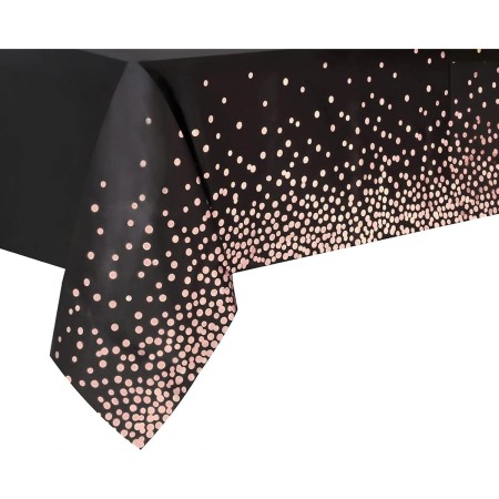 Fata de Masa, Flippy, din PEVA, Imprimeu Buline Roz, 137 x 274 cm, Impermeabila, Fara Pete, Curatare Rapida, Negru