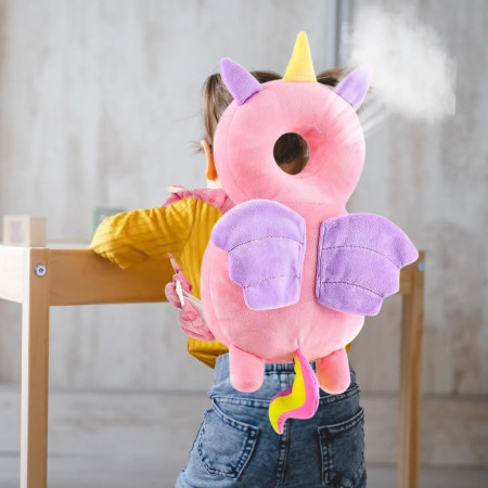 Pernă Rucsac BabyUnicorn, Protecție Moale pentru Cap, Tetieră Ergonomică, 33x6x19 cm, 180 g, Roz