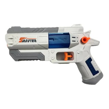 Pistol Manual cu Apa, Flippy, Jucarie Pistol cu Apa Sigur Pentru Copii, Design Nou S-Shooter Atractiv, 23 x 14.5 cm, Alb