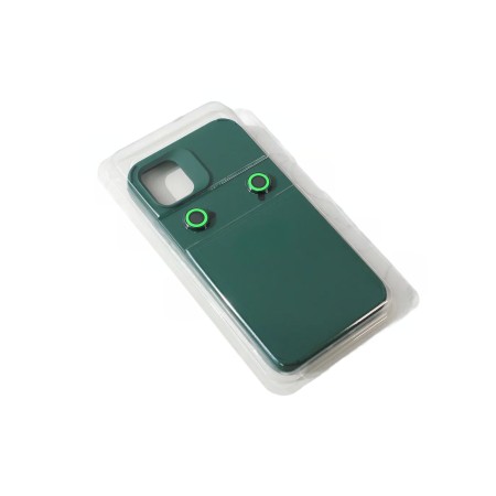 Husa Apple iPhone 14, Flippy, din Silicon Lichid, Interior din Microfibra, Lentile Fosforescente de Protectie Camera, Anti Amprenta, Rezistenta la Socuri, Verde